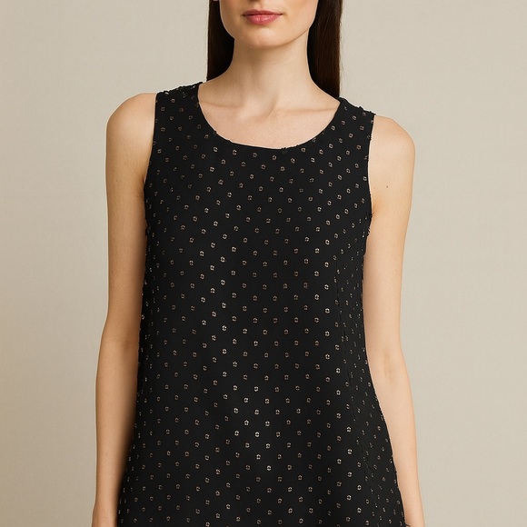 J Crew Black Sleeveless Blouse with Gold Dots - Picture 1 of 7